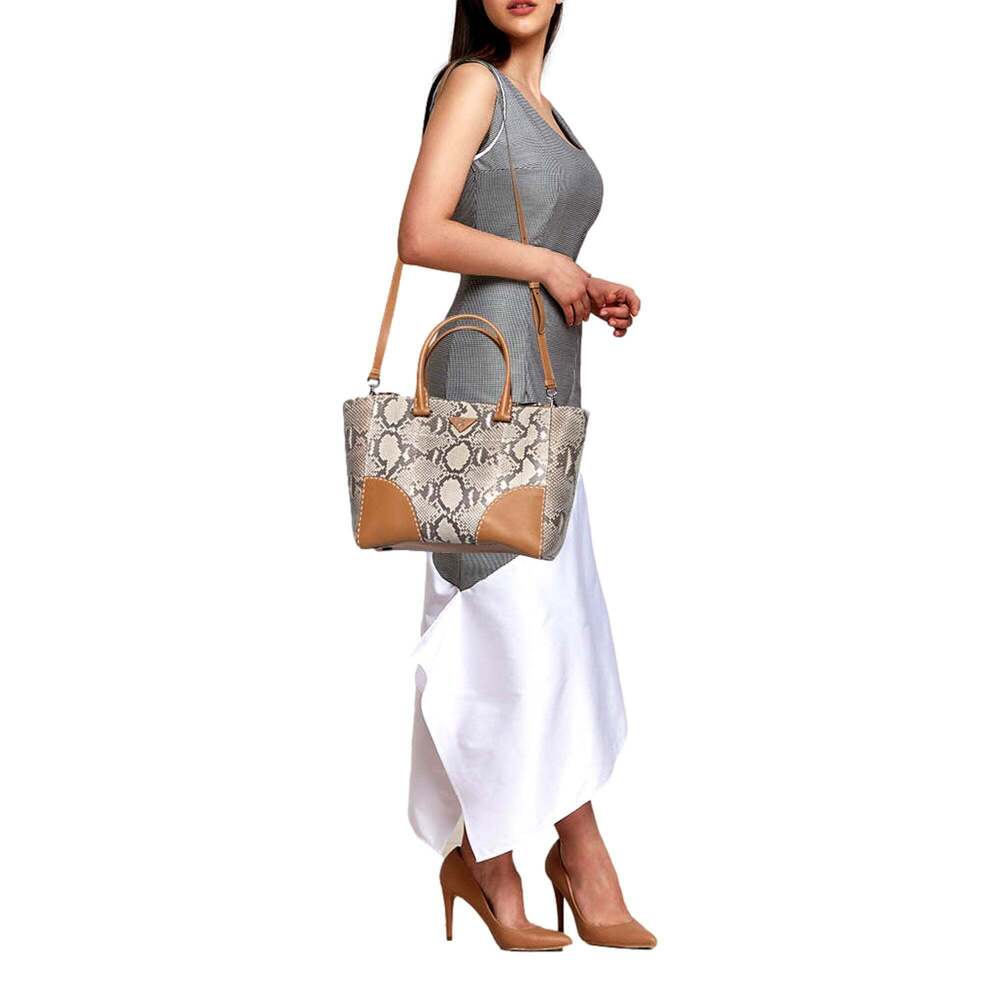 Prada Galleria Natural Python Leather Brown Doubl… - image 7